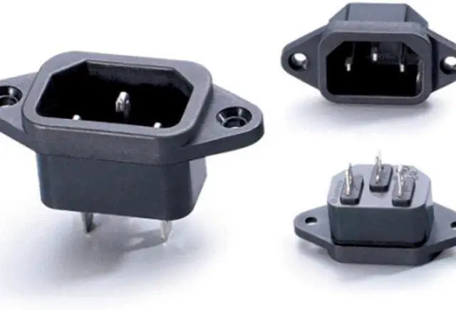 Alt view image 3 of 7 - (3 Pack) DIY Rewireable Power Plug C14 Connector with Mounting Holes Adapter, IEC C14 Male Plug with Screw Holes AC 250V 10A 3 Pins IEC Inlet Module Power Connector Socket Straight Black