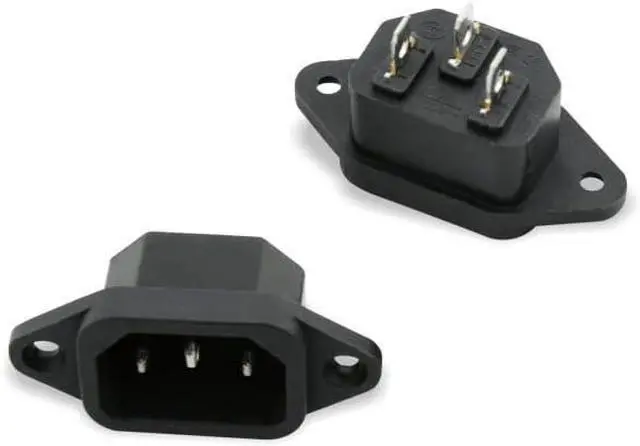 Alt view image 7 of 7 - (3 Pack) DIY Rewireable Power Plug C14 Connector with Mounting Holes Adapter, IEC C14 Male Plug with Screw Holes AC 250V 10A 3 Pins IEC Inlet Module Power Connector Socket Straight Black
