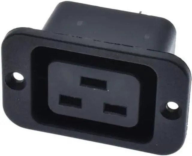 Alt view image 2 of 7 - (3 Pack) IEC C19 Connector with Mounting Holes Adapter, C19 Rewireable Power Plug with Screw Holes AC 250V 16A Inlet Module Power Connector Socket Straight