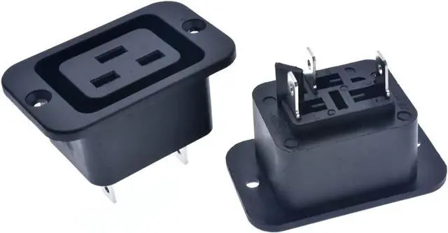 Alt view image 3 of 7 - (3 Pack) IEC C19 Connector with Mounting Holes Adapter, C19 Rewireable Power Plug with Screw Holes AC 250V 16A Inlet Module Power Connector Socket Straight