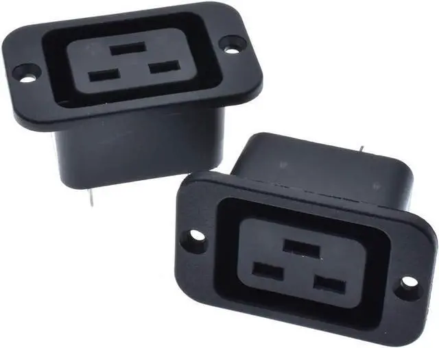 Alt view image 5 of 7 - (3 Pack) IEC C19 Connector with Mounting Holes Adapter, C19 Rewireable Power Plug with Screw Holes AC 250V 16A Inlet Module Power Connector Socket Straight