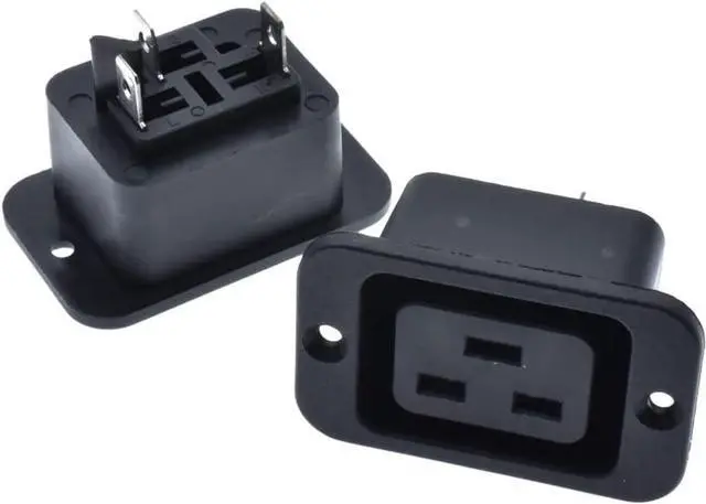 Alt view image 6 of 7 - (3 Pack) IEC C19 Connector with Mounting Holes Adapter, C19 Rewireable Power Plug with Screw Holes AC 250V 16A Inlet Module Power Connector Socket Straight
