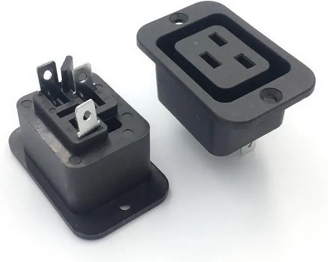 Alt view image 7 of 7 - (3 Pack) IEC C19 Connector with Mounting Holes Adapter, C19 Rewireable Power Plug with Screw Holes AC 250V 16A Inlet Module Power Connector Socket Straight