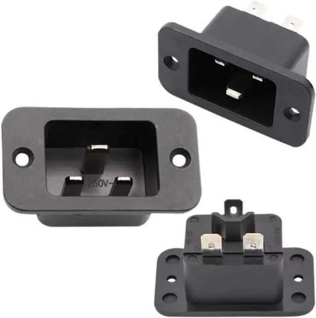 Main image of (3 Pack) DIY Rewireable Power Plug C20 Connector with Mounting Holes Adapter, IEC C20 Male Plug with Screw Holes AC 250V 16A 3 Pins Inlet Module Power Connector Socket Straight