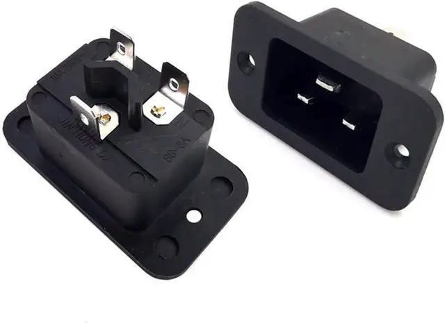 Alt view image 2 of 7 - (3 Pack) DIY Rewireable Power Plug C20 Connector with Mounting Holes Adapter, IEC C20 Male Plug with Screw Holes AC 250V 16A 3 Pins Inlet Module Power Connector Socket Straight