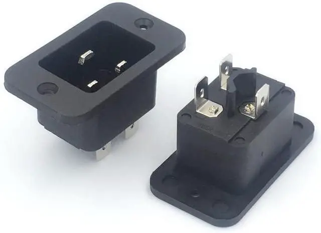 Alt view image 3 of 7 - (3 Pack) DIY Rewireable Power Plug C20 Connector with Mounting Holes Adapter, IEC C20 Male Plug with Screw Holes AC 250V 16A 3 Pins Inlet Module Power Connector Socket Straight