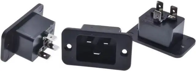 Alt view image 5 of 7 - (3 Pack) DIY Rewireable Power Plug C20 Connector with Mounting Holes Adapter, IEC C20 Male Plug with Screw Holes AC 250V 16A 3 Pins Inlet Module Power Connector Socket Straight