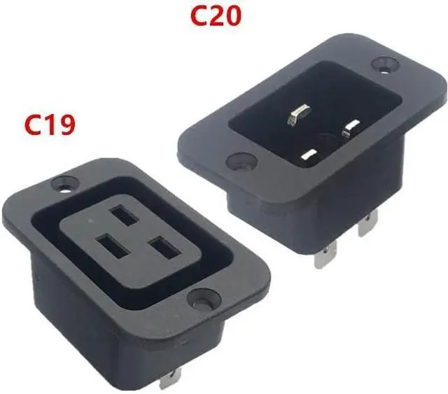 Alt view image 7 of 7 - (3 Pack) DIY Rewireable Power Plug C20 Connector with Mounting Holes Adapter, IEC C20 Male Plug with Screw Holes AC 250V 16A 3 Pins Inlet Module Power Connector Socket Straight