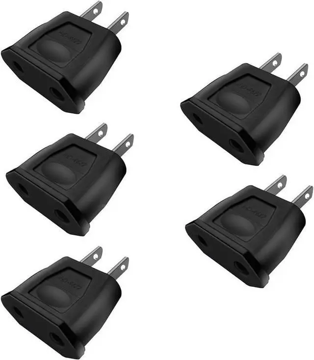 Main image of (5 Pack) EU to US Plug Adapter European to US Travel Adapter Power Converter, Euro US Plug Adapter Electrical Adapter, Wall Plug Converter, 4.0mm Hole ,Black, Style 1