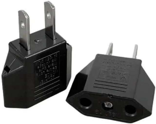 Alt view image 2 of 6 - (5 Pack) EU to US Plug Adapter European to US Travel Adapter Power Converter, Euro US Plug Adapter Electrical Adapter, Wall Plug Converter, 4.0mm Hole , Black Style 2