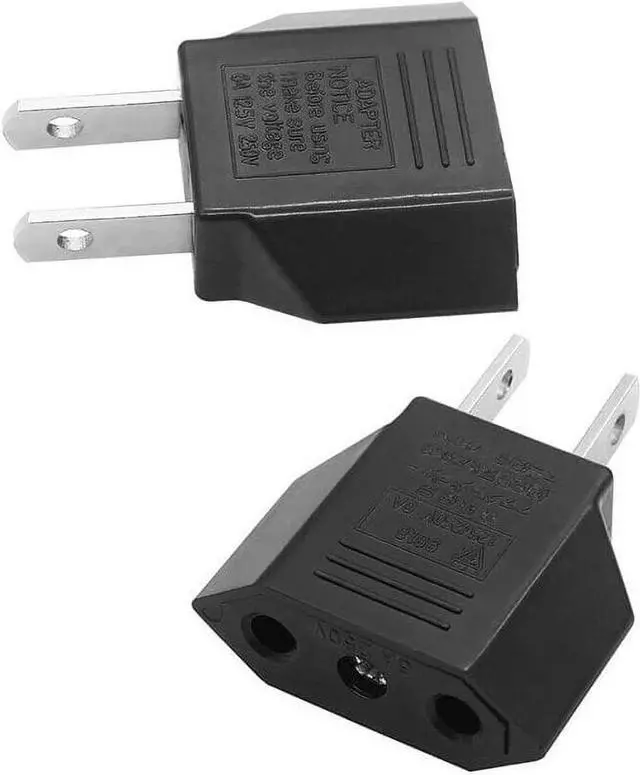 Alt view image 5 of 6 - (5 Pack) EU to US Plug Adapter European to US Travel Adapter Power Converter, Euro US Plug Adapter Electrical Adapter, Wall Plug Converter, 4.0mm Hole , Black Style 2