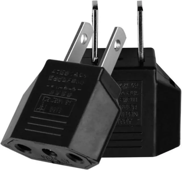 Alt view image 6 of 6 - (5 Pack) EU to US Plug Adapter European to US Travel Adapter Power Converter, Euro US Plug Adapter Electrical Adapter, Wall Plug Converter, 4.0mm Hole , Black Style 2
