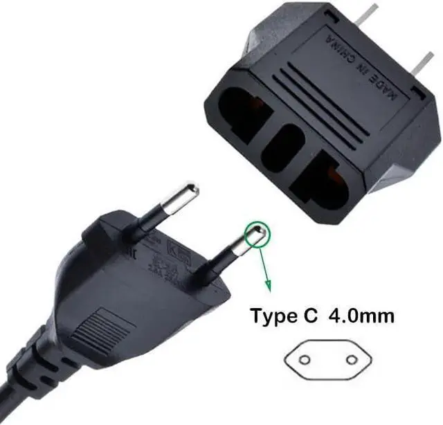 Alt view image 5 of 7 - (5 Pack) EU to US Plug Adapter European to US Travel Adapter Power Converter, Euro US Plug Adapter Electrical Adapter, Wall Plug Converter, 4.0mm Hole , Black Style 3