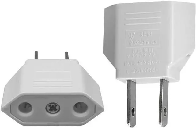Alt view image 2 of 7 - (5 Pack) EU to US Plug Adapter European to US Travel Adapter Power Converter, Euro US Plug Adapter Electrical Adapter, Wall Plug Converter, 4.0mm Hole , White Style 2