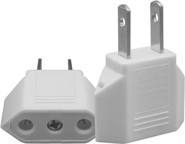 Alt view image 3 of 7 - (5 Pack) EU to US Plug Adapter European to US Travel Adapter Power Converter, Euro US Plug Adapter Electrical Adapter, Wall Plug Converter, 4.0mm Hole , White Style 2
