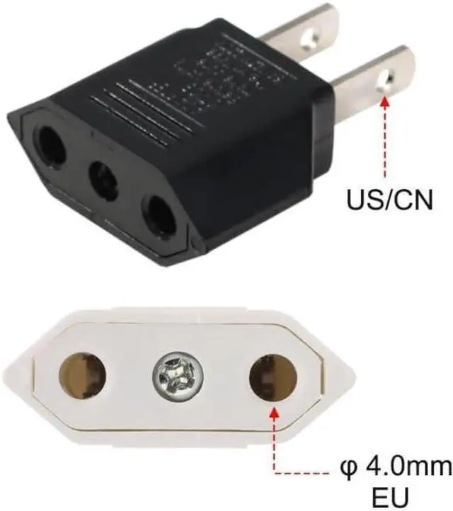 Alt view image 5 of 7 - (5 Pack) EU to US Plug Adapter European to US Travel Adapter Power Converter, Euro US Plug Adapter Electrical Adapter, Wall Plug Converter, 4.0mm Hole , White Style 2