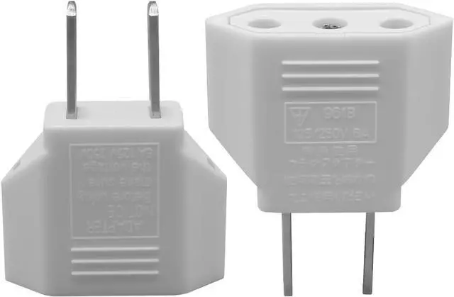 Alt view image 6 of 7 - (5 Pack) EU to US Plug Adapter European to US Travel Adapter Power Converter, Euro US Plug Adapter Electrical Adapter, Wall Plug Converter, 4.0mm Hole , White Style 2