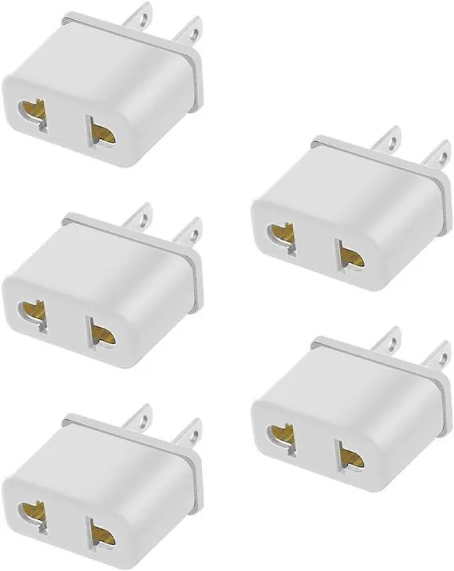 Main image of (5 Pack) EU to US Plug Adapter European to US Travel Adapter Power Converter, Euro US Plug Adapter Electrical Adapter, Wall Plug Converter, 4.0mm Hole , White Style 4