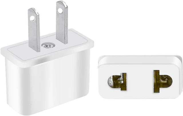 Alt view image 4 of 7 - (5 Pack) EU to US Plug Adapter European to US Travel Adapter Power Converter, Euro US Plug Adapter Electrical Adapter, Wall Plug Converter, 4.0mm Hole , White Style 4