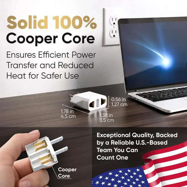 Alt view image 7 of 7 - (5 Pack) EU to US Plug Adapter European to US Travel Adapter Power Converter, Euro US Plug Adapter Electrical Adapter, Wall Plug Converter, 4.0mm Hole , White Style 3