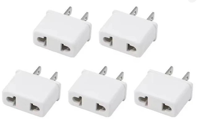 Alt view image 2 of 7 - (5 Pack) EU to US Plug Adapter European to US Travel Adapter Power Converter, Euro US Plug Adapter Electrical Adapter, Wall Plug Converter, 4.0mm Hole , White Style 4