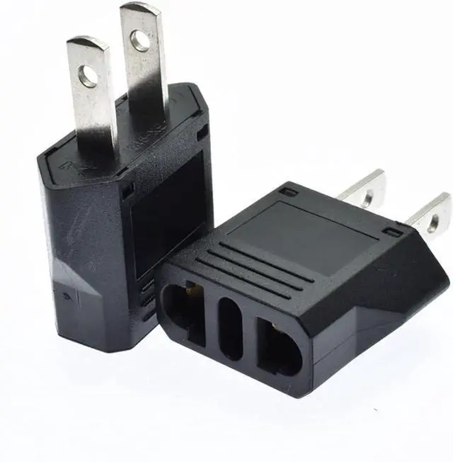 Alt view image 3 of 7 - (5 Pack) EU to US Plug Adapter European to US Travel Adapter Power Converter, Euro US Plug Adapter Electrical Adapter, Wall Plug Converter, 4.0mm Hole , Black Style 3