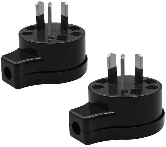 Main image of (2 Pack) Flat Top AU Plug, DIY Rewireable Power Plug 3 Pins Australian/New Zealand AS3112 Plug 10A 250V AC Power Adapter Detachable, Side Entry Power Plug,Plug top,Black