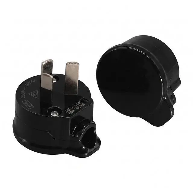 Main image of (2 Pack) Flat Top AU Plug with SAA Certification ,DIY Rewireable 3 Pins Australia Plug 10A 250V Electrical Wire Connect AC Power Adapter Detachable ,Black