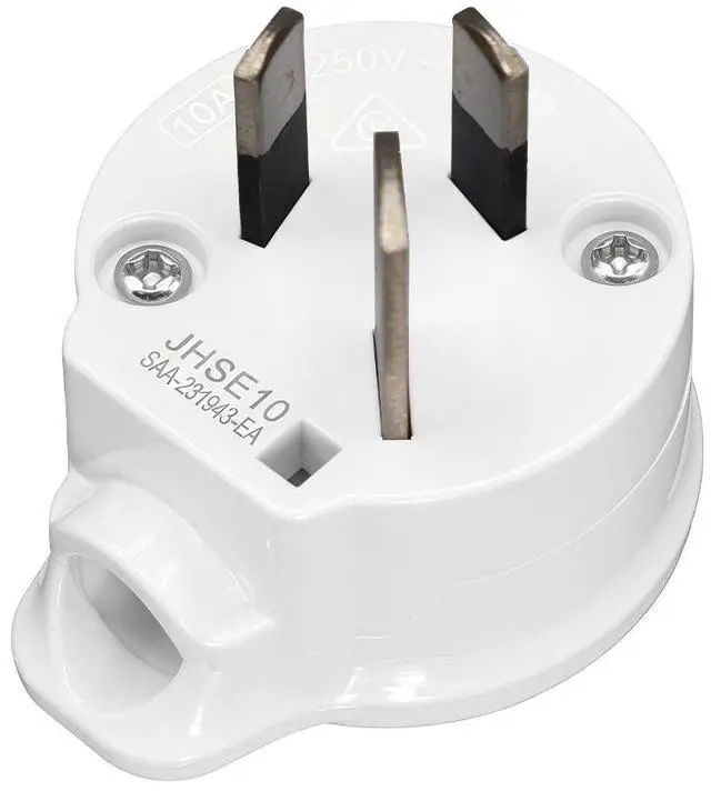 Alt view image 2 of 7 - (2 Pack) Flat Top AU Plug with SAA Certification,DIY Rewireable 3 Pins Australia Plug 10A 250V Electrical Wire Connect AC Power Adapter Detachable ,White