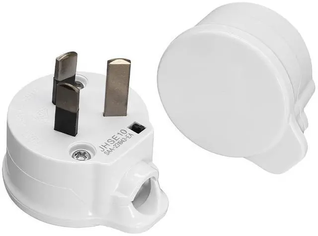 Main image of (2 Pack) Flat Top AU Plug with SAA Certification,DIY Rewireable 3 Pins Australia Plug 10A 250V Electrical Wire Connect AC Power Adapter Detachable ,White