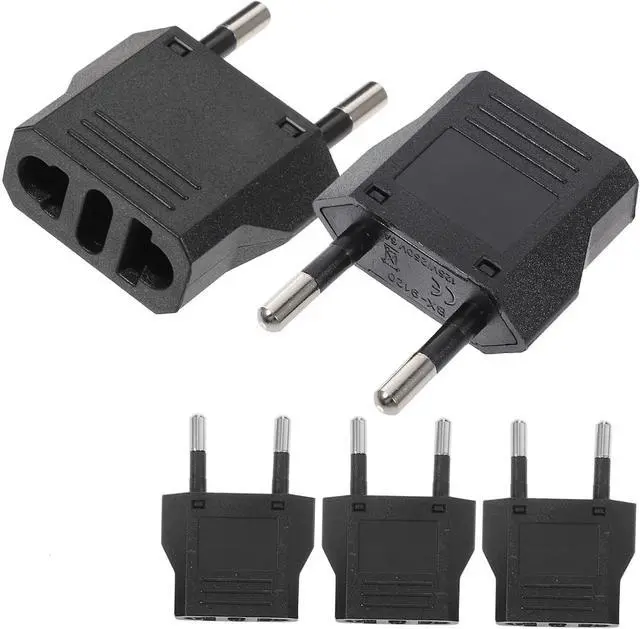 Main image of 5 Pack 2-Prong US To EU Travel Plug Adapter Power Converter ,Euro US Plug Adapter,US EU Plug Adapter Electrical Adapter,EU4.0mm Power Adapter Black Style B 4.0mm
