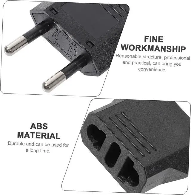 Alt view image 4 of 7 - 5 Pack 2-Prong US To EU Travel Plug Adapter Power Converter ,Euro US Plug Adapter,US EU Plug Adapter Electrical Adapter,EU4.0mm Power Adapter Black Style B 4.0mm