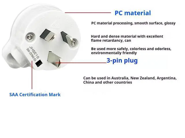 Alt view image 6 of 7 - (2 Pack) Flat Top AU Plug with SAA Certification ,DIY Rewireable 3 Pins Australia Plug 10A 250V Electrical Wire Connect AC Power Adapter Detachable ,Black