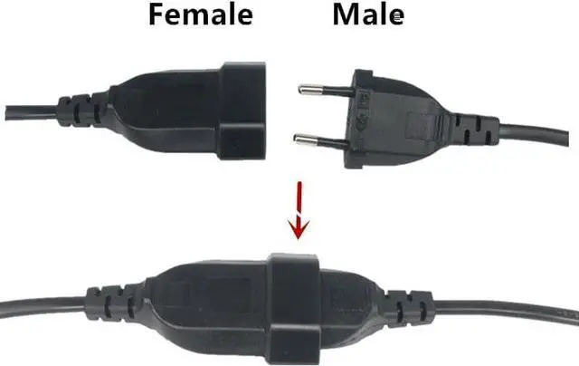 Alt view image 4 of 6 - Euro 2 Prong Cord Extender, European Extension Cord PC Male to Female EU Extension Cable M/F for PC Computer PDU UPS, Euro CEE7/16 MF Extension Cord,18AWG,3ft/1m