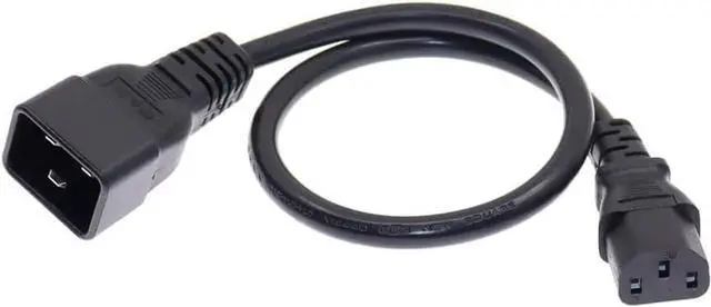 Alt view image 3 of 7 - IEC C20 to C13 Heavy Duty Power Cord Plug, Black Color-Coded Connectors IEC 60320 C20 Male to C13 Female Computer Powe Cord Replacement,14AWG,3ft/1m,Black