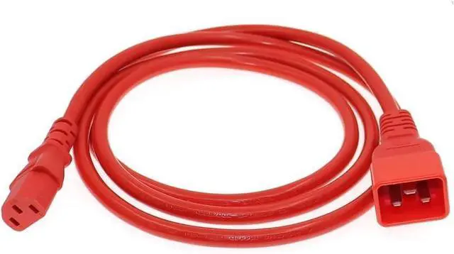 Alt view image 3 of 7 - IEC C20 to C13 Heavy Duty Power Cord Plug, Red Color-Coded Connectors IEC 60320 C20 Male to C13 Female Computer Powe Cord Replacement,14AWG,3ft/1m, Red