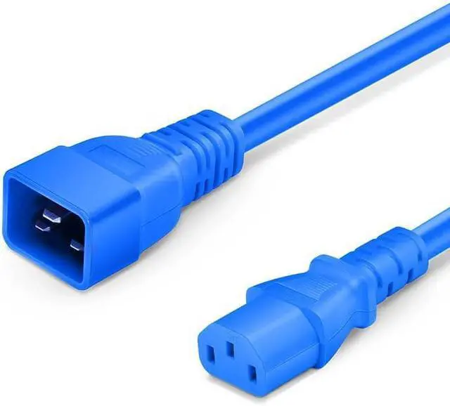 Main image of IEC C20 to C13 Heavy Duty Power Cord Plug, Blue Color-Coded Connectors IEC 60320 C20 Male to C13 Female Computer Powe Cord Replacement,14AWG,3ft/1m,Blue
