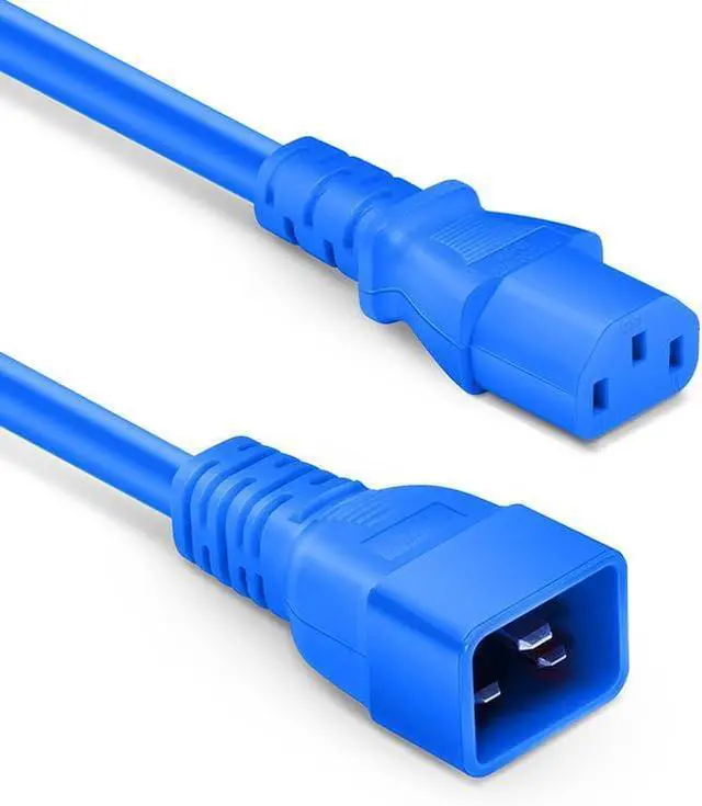 Alt view image 3 of 7 - IEC C20 to C13 Heavy Duty Power Cord Plug, Blue Color-Coded Connectors IEC 60320 C20 Male to C13 Female Computer Powe Cord Replacement,14AWG,3ft/1m,Blue