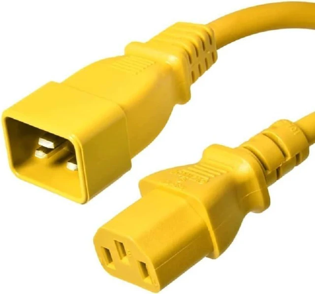 Main image of IEC C20 to C13 Heavy Duty Power Cord Plug, Yellow Color-Coded Connectors IEC 60320 C20 Male to C13 Female Computer Powe Cord Replacement,14AWG,3ft/1m,Yellow