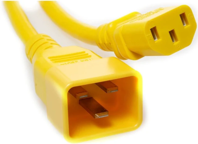 Alt view image 3 of 7 - IEC C20 to C13 Heavy Duty Power Cord Plug, Yellow Color-Coded Connectors IEC 60320 C20 Male to C13 Female Computer Powe Cord Replacement,14AWG,3ft/1m,Yellow