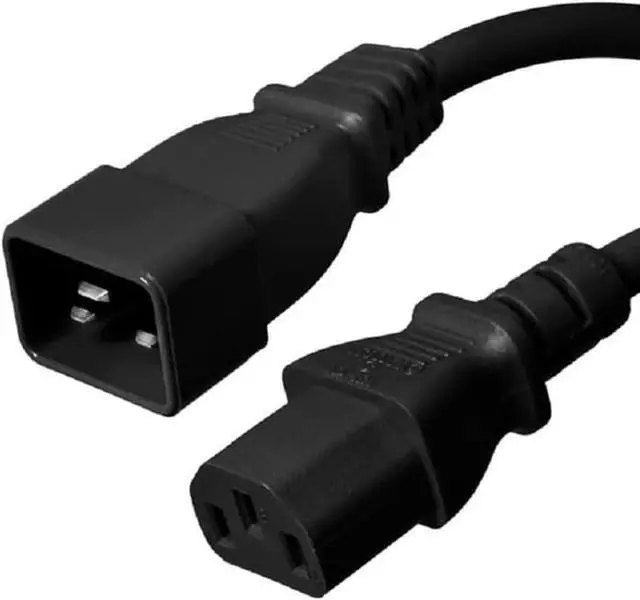 Main image of IEC C20 to C13 Heavy Duty Power Cord Plug, Black Color-Coded Connectors IEC 60320 C20 Male to C13 Female Computer Powe Cord Replacement,14AWG,6ft/1.8m, Black