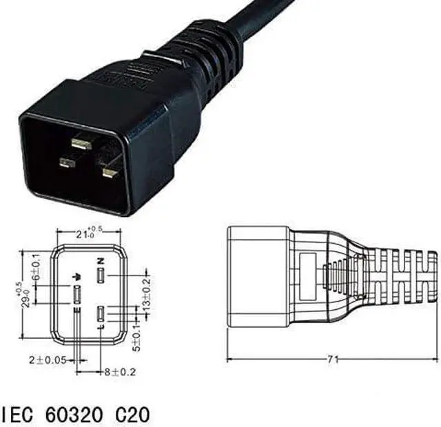 Alt view image 5 of 6 - IEC C20 to Locking C13 Heavy Duty Power Cord Plug, Black Color-Coded Connectors IEC 60320 C20 Male to C13 with Lock Female Computer Powe Cord Replacement,16AWG, 6ft/1.8m, Black with Locking C13