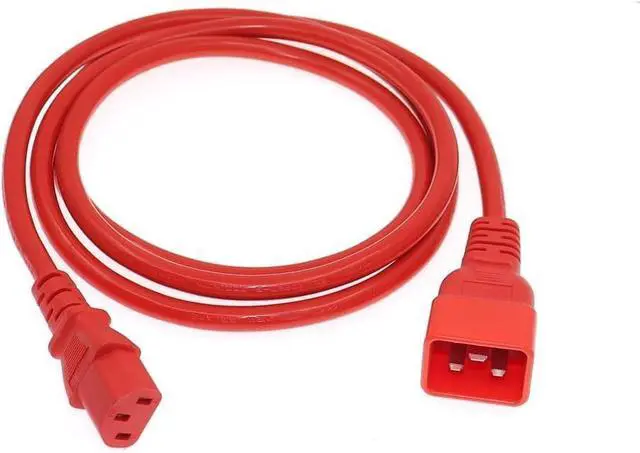 Alt view image 6 of 7 - IEC C20 to C13 Heavy Duty Power Cord Plug, Red Color-Coded Connectors IEC 60320 C20 Male to C13 Female Computer Powe Cord Replacement,14AWG, 10ft/3m, Red