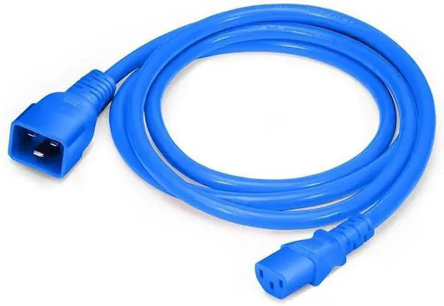 Alt view image 3 of 7 - IEC C20 to C13 Heavy Duty Power Cord Plug, Blue Color-Coded Connectors IEC 60320 C20 Male to C13 Female Computer Powe Cord Replacement,14AWG, 16ft/5m, Blue