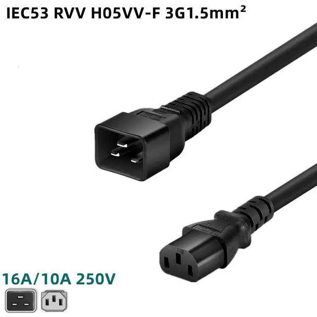 Alt view image 2 of 7 - IEC C20 to C13 Heavy Duty Power Cord Plug, Black Color-Coded Connectors IEC 60320 C20 Male to C13 Female Computer Powe Cord Replacement,14AWG,3ft/1m,Black