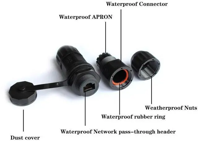 Alt view image 4 of 6 - Waterproof RJ45 Coupler, cat 6 splice outdoor ethernet Connector, Female to Female , Panel Mount, IP68 Ethernet LAN Cable Coupler Adapter Weatherproof Connection for CAT 5, CAT 5E, Cat7,6-Pack