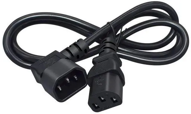 Main image of IEC C13 to C14 Power Cord PC, IEC 320 C13 to Right Angle IEC C14 Computer Extension Cord Replacement, Elbow Plug PDU Power Cord Plug, 16AWG, 3ft/1m