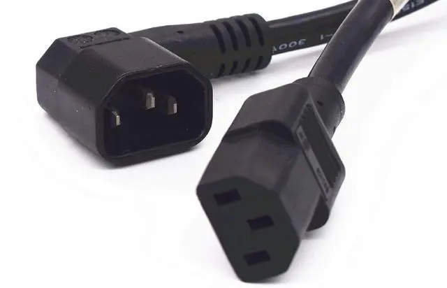 Alt view image 2 of 7 - IEC C13 to C14 Power Cord PC, IEC 320 C13 to Right Angle IEC C14 Computer Extension Cord Replacement, Elbow Plug PDU Power Cord Plug, 16AWG, 3ft/1m