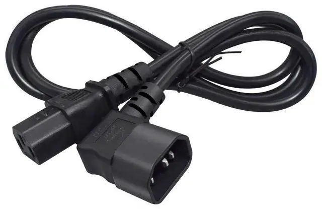 Alt view image 3 of 7 - IEC C13 to C14 Power Cord PC, IEC 320 C13 to Right Angle IEC C14 Computer Extension Cord Replacement, Elbow Plug PDU Power Cord Plug, 16AWG, 3ft/1m