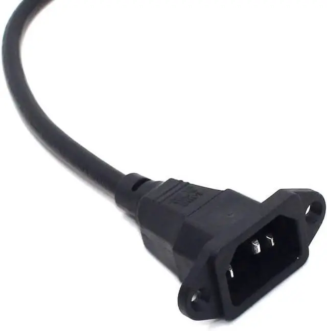 Alt view image 3 of 7 - 90-Degree Down Angle IEC C13 to C14 with Mounting Holes Computer Power Cord Plug, IEC320 C14 with Scerw Hole to C13 Down Angled AC Power Cable,18AWG,1ft/0.3m Down Angle